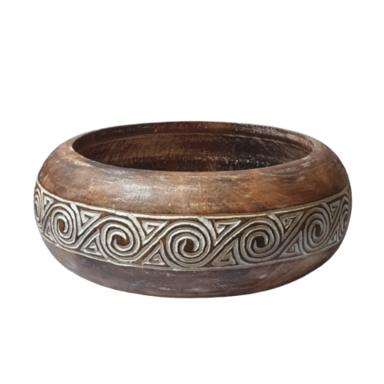 Hand Carved Tribal Timor Artwork Fruit Bowl