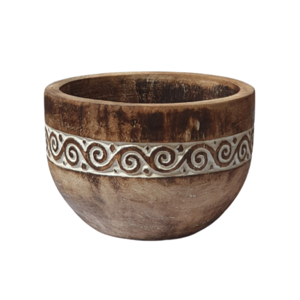 Timorese Traditional Styled Hand Carved Carved Fruit Bowl
